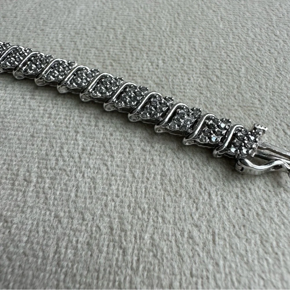 10K White Gold Diamond Bracelet | 2 CTW | 7” | 11.7g | Zales - Picture 6 of 13